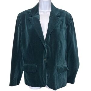 Vintage Prestige of Boston Womens Velvet Blazer Dark Green Size 16 Old Money